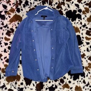 Forever 21 Blue Corduroy Teddy Jacket Cozy Outerwear